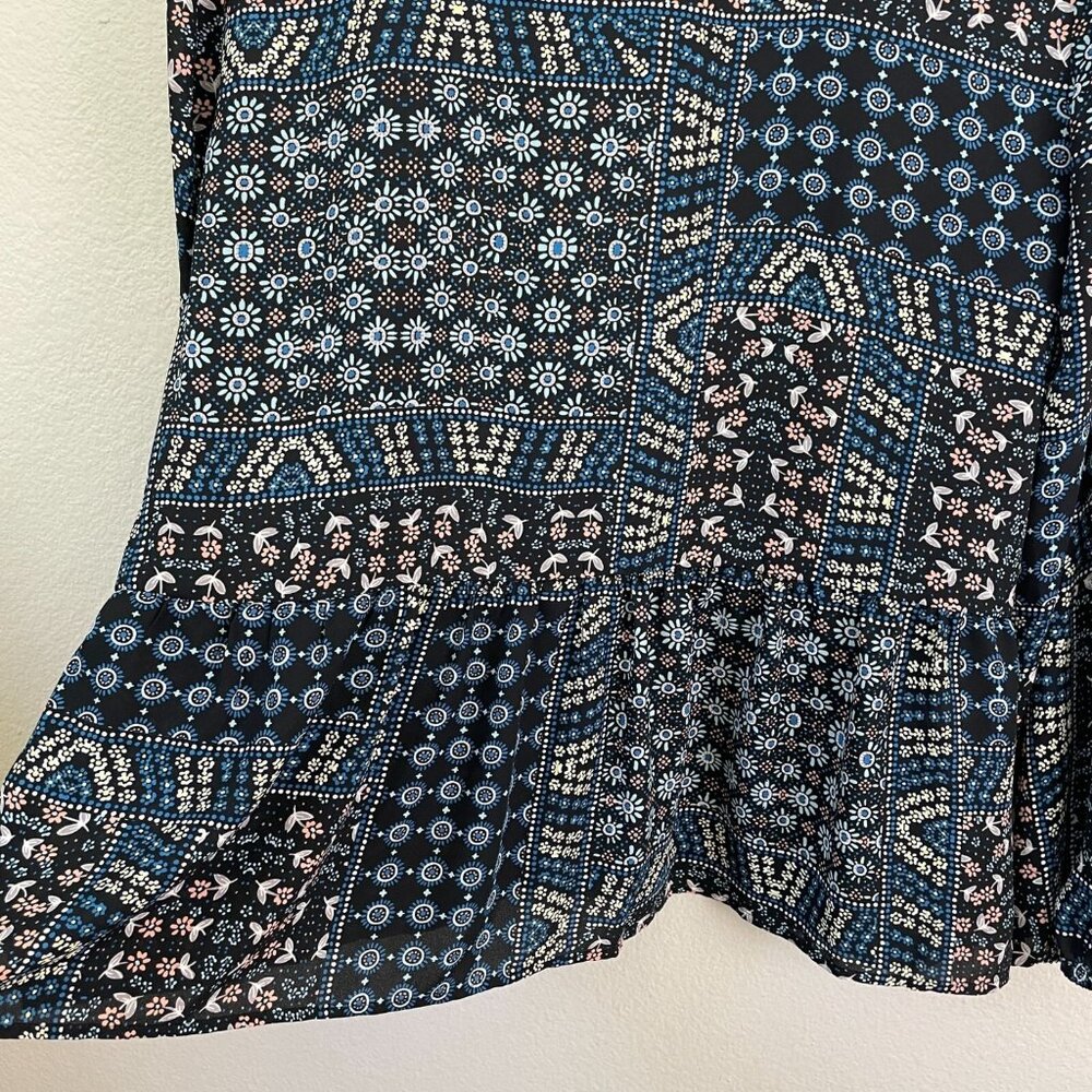 Loft Womens Medium Patchwork Back Peplum Blouse Long Sleeve‎ Shirt Top - Picture 12 of 12